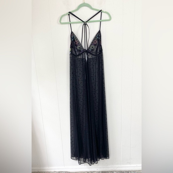 Savage Fenty Free Spirit Floral Embroidery Night Slip Women’s 1X Black Strappy - Picture 2 of 16